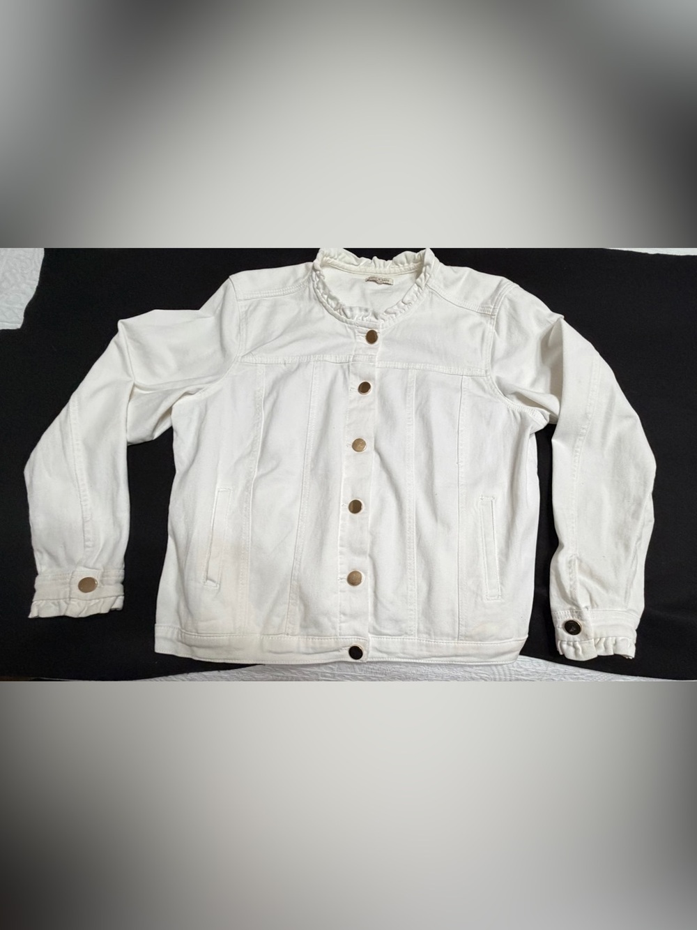 Women's White Button-Front Jacket, XL